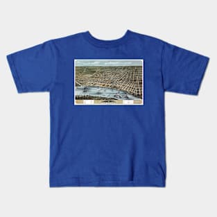 Antique Map of a Bird's Eye View of Memphis, Tennessee, 1870 Kids T-Shirt